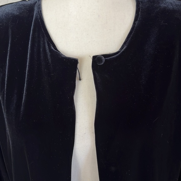 Crimson Velvet Dress And Beaded Jacket Set - Picture 7 of 14